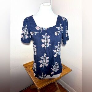 Lucky Brand Floral Flutter Sleeve Shirt NWT